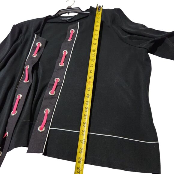 Ming Wang Black Open Cardigan Size 3X Shoulder Pads - Picture 4 of 8